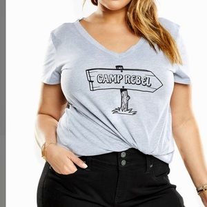 NWT Heather Gray ‘Camp Rebel’ Tee Sz 1X